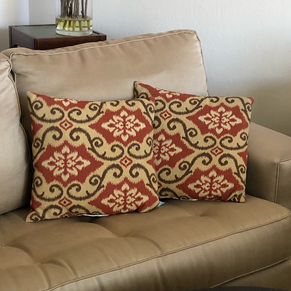 Target Other - Red Brown & Beige Ikat Patterned Throw Pillow